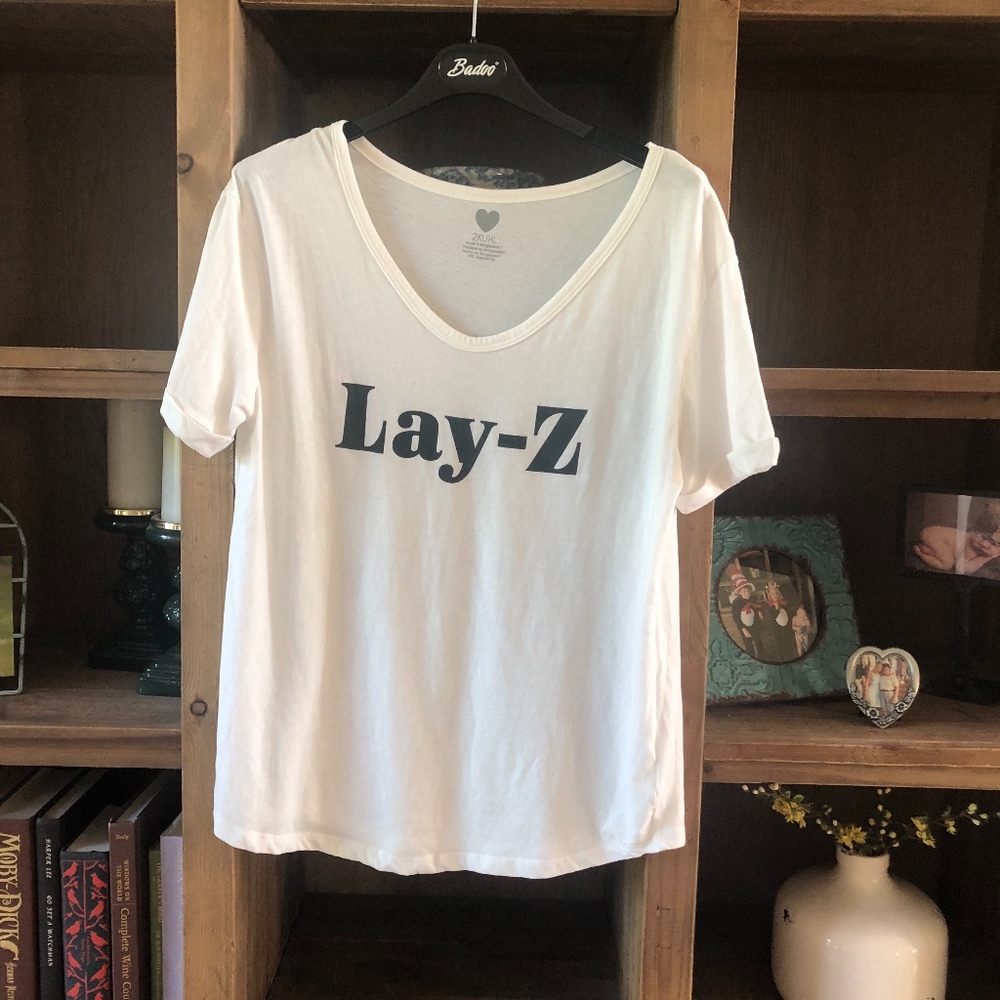 ❤️Graphic Lay-Z 2Kuhl Scoop neck tee -I7